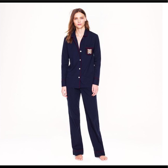 J. Crew Other - JCrew Women’s Navy Pajamas Crest Red Trim Small
